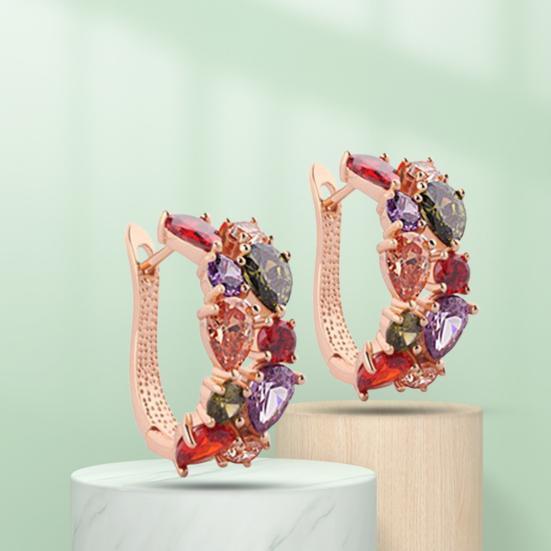 1 пара женских модных серег, красочные кубические цирконии, удобные в носке, аксессуар, модные серьги-кольца для вечеринки