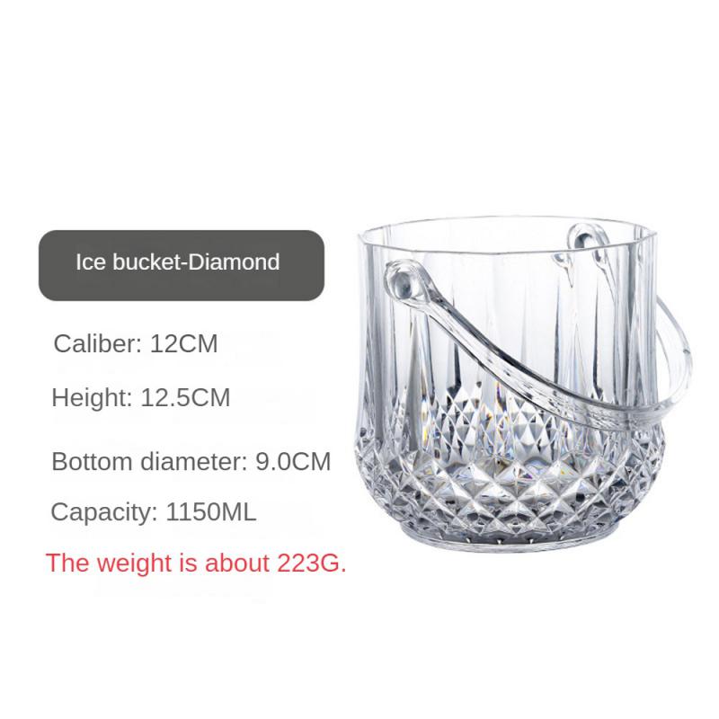 Прозрачное ведерко для льда Удобное хранение и очистка Высококачественная питьевая посуда Ведерко для льда Пластиковый зажим для льда