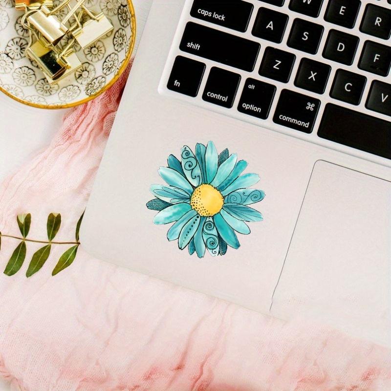Teal Daisy Sticker, Vinyl Watercolor Daisy, Flower Decal