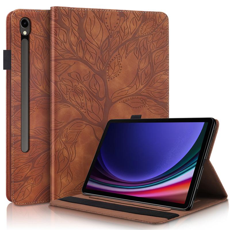 Чехол для Samsung Galaxy Tab S10 FE Plus 13,1 дюйма, тиснение "Дерево", обложка-книжка из ПУ-кожи для Coque Galaxy Tab S10 FE Plus Case Funda