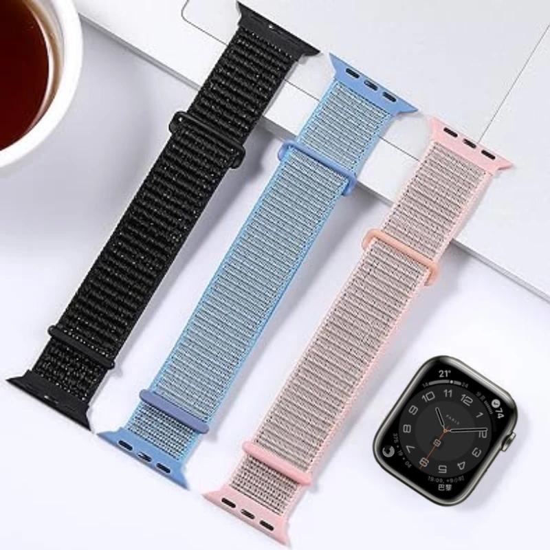 Плетеный нейлоновый ремешок-петля для Apple Watch 11 10 9 8 7 45 мм 41 мм 42 мм 46 мм Ultra 3/2 49 мм Удобный браслет iWatch 6 5 SE Ремешок