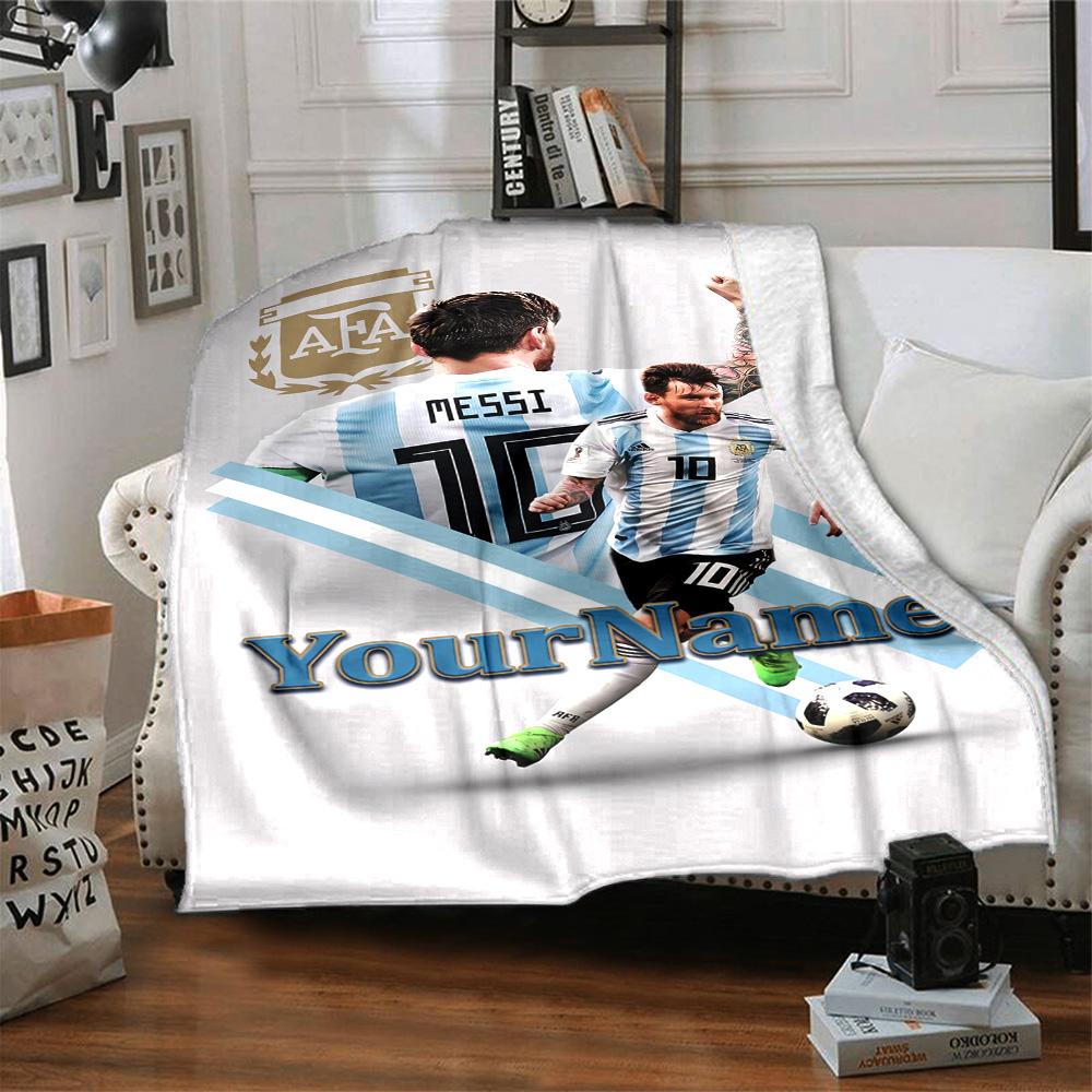 Messi Customize Your Name Blanket Cozy Personalized Blanket Durable Comfort Great for Office Chair Bedding Living Room All-Season Use