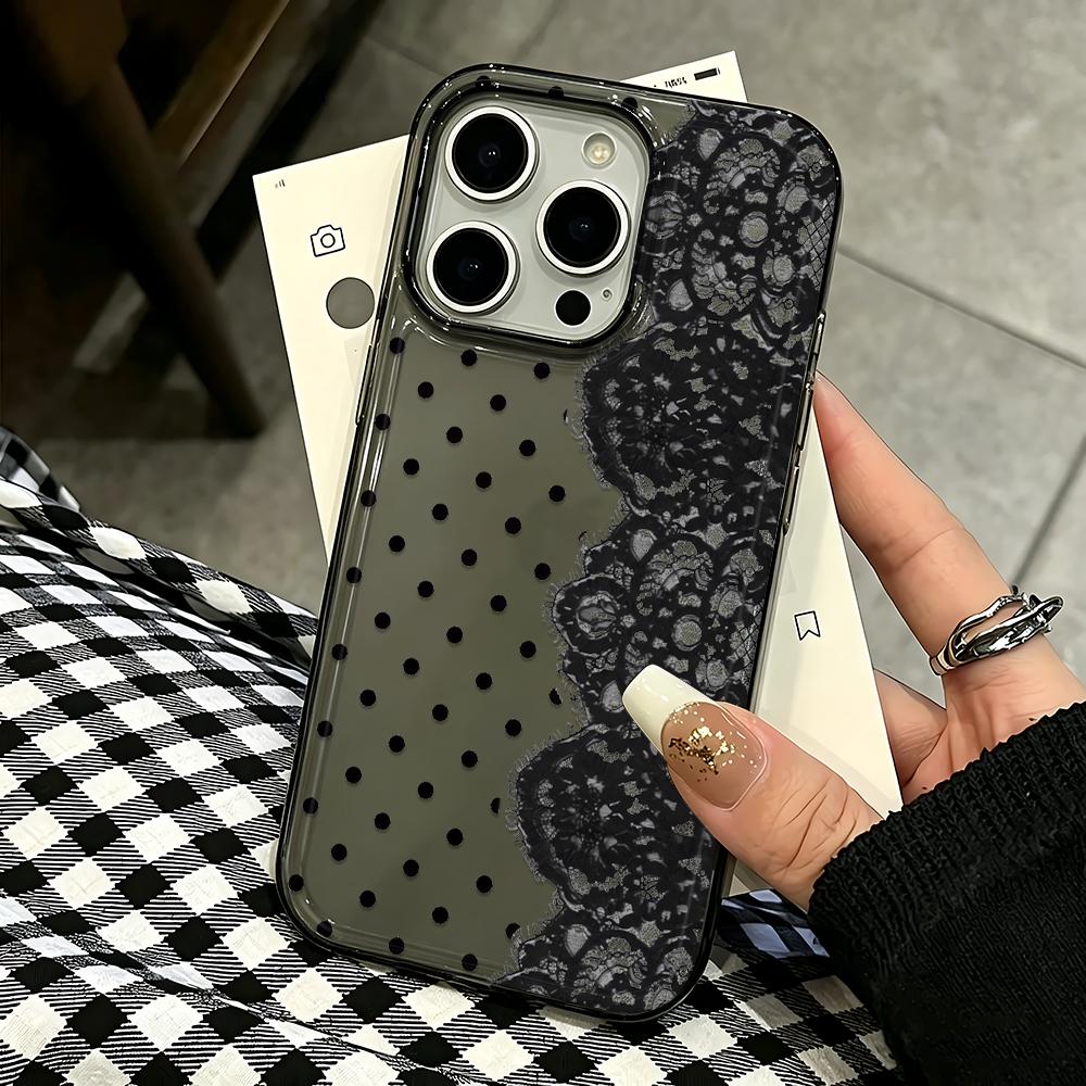 Polka Dot Lace Phone Case For Iphone 17 Pro Max 17 16 Pro 15 14 13 12 11 14 Plus Air Shockproof Silicone Soft Cover
