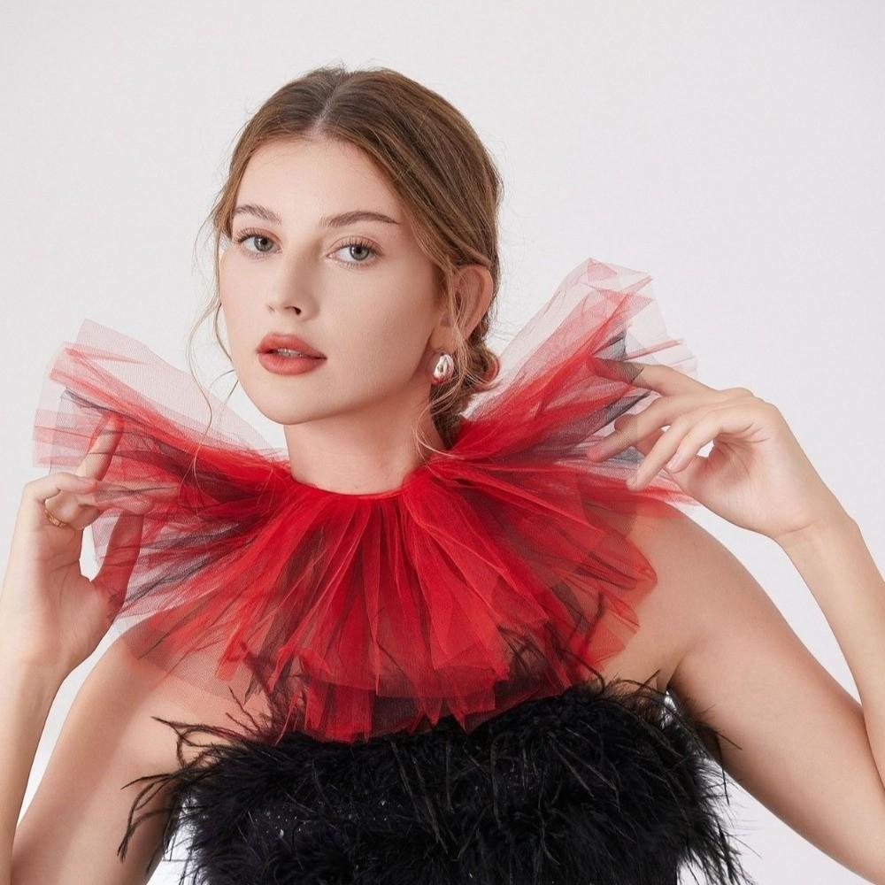 Three-Layer Fake Collar Mesh Costume Neck Exaggerated Detachable Collar Shawl Party