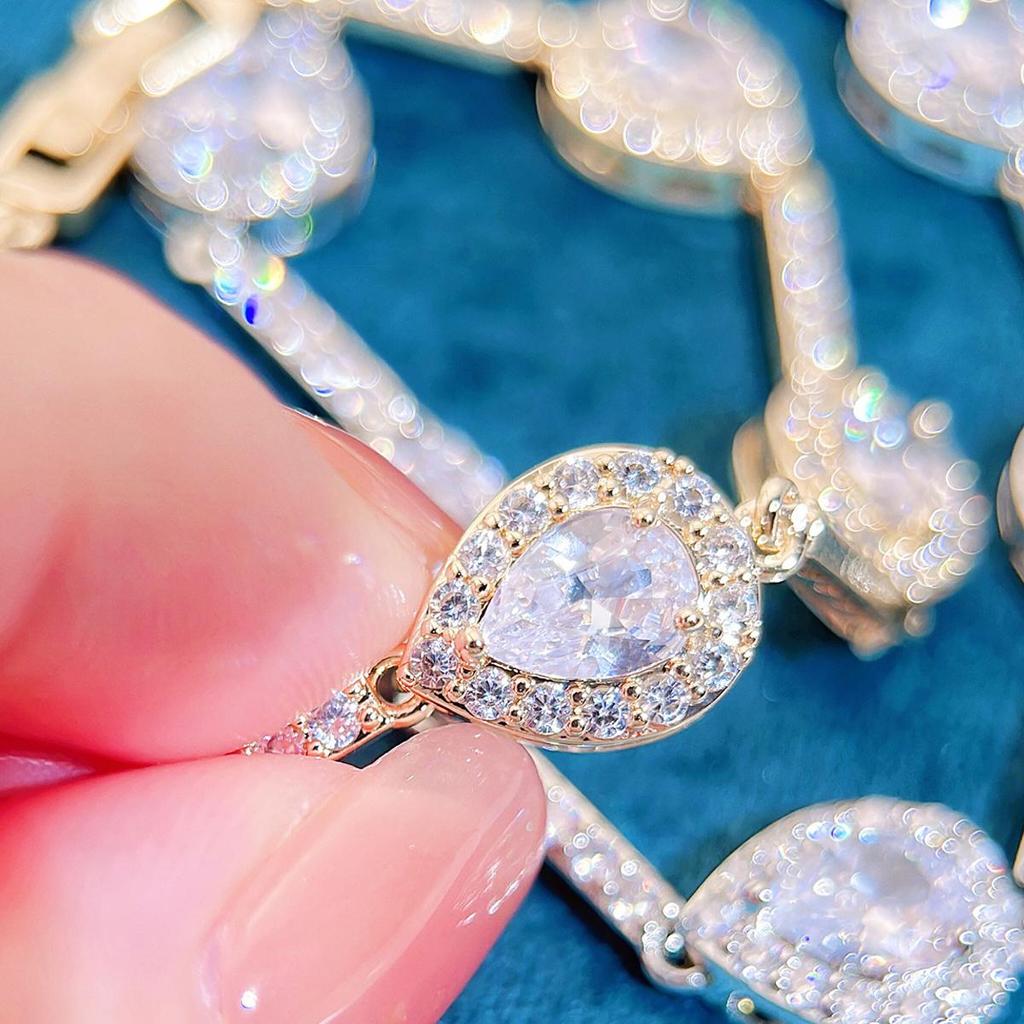 WWJ Korean Fashion Hand Accessories Elegant Water Drop CZ Zircon Tennis Bracelet Women's Daily Clothing Jewelry Collocation