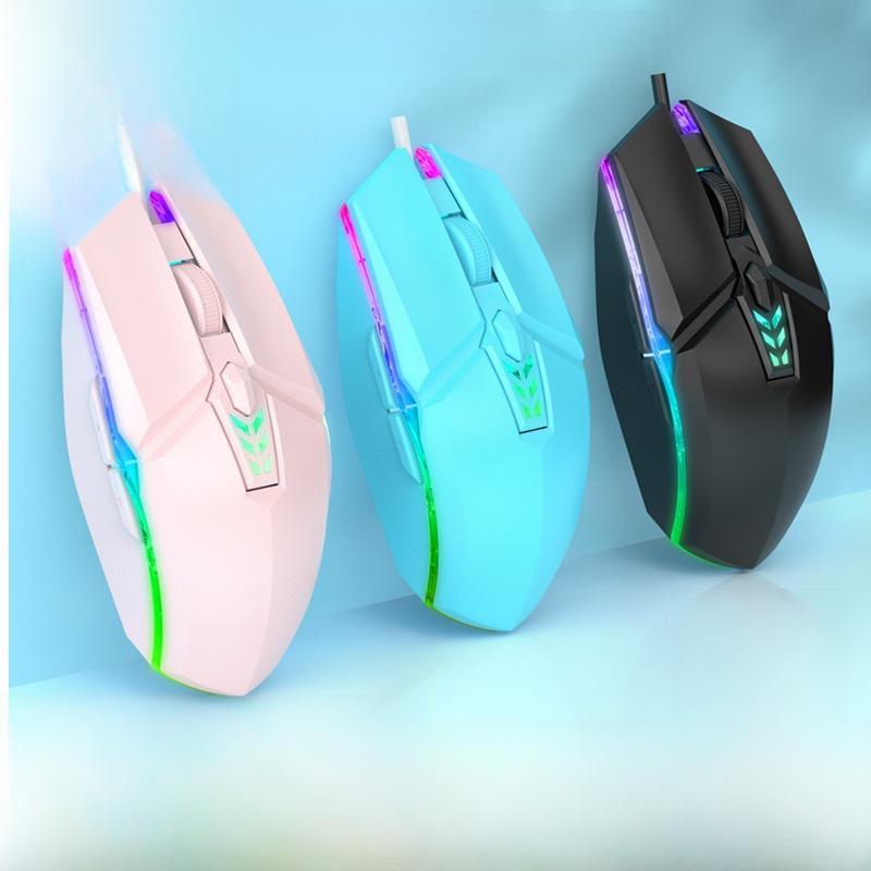 Проводная бесшумная шестикнопочная светящаяся мышь Spot для офиса и игр