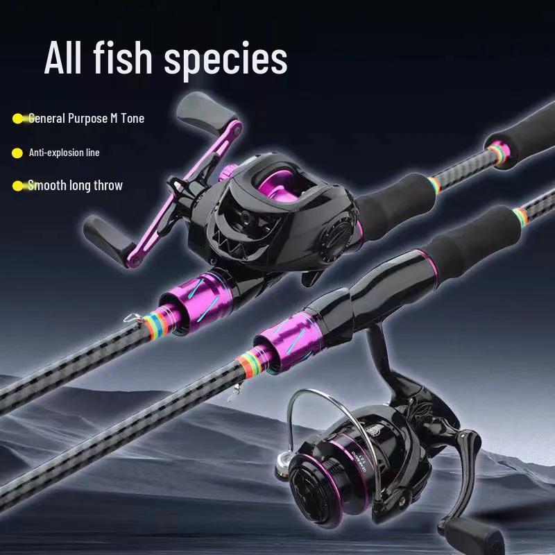 Beginner Lure Fishing Set with Water Drop Wheel & Gun Straight Handle Rod for Long Casts