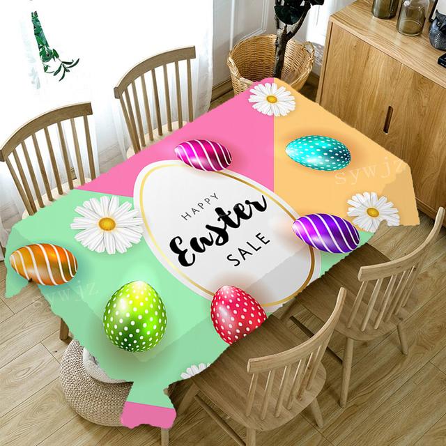 Скатерть с принтом «Яйцо и кролик» Пасхальная скатерть для вечеринки, Дня Благодарения, Рождественский праздничный стол, праздничные украшения, аксессуары