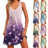 Women's Casual Sundress With Pockets Summer Boho Beach Dress Floral Blouses For Women T-Shirts Dress V Neck Loose Tank Dresses