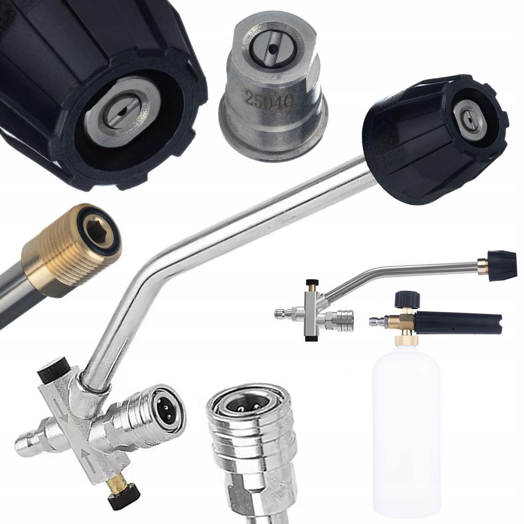 Rosfix DualJet Pro 1/4" 27cm – Podwójna Lanca 2w1 z Wymienną Dyszą | Quick Connect | Stal Nierdzewna + Mosiądz | Do Myjek Ciśnieniowych