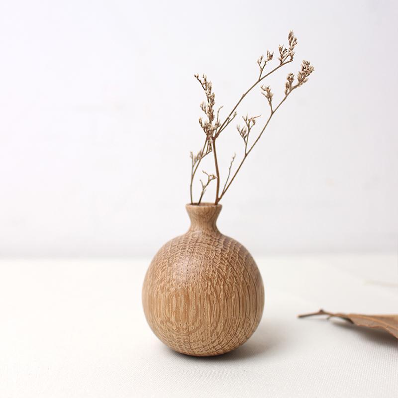 Wooden Flower Vase Natural Solid Wood Plants Flower Pot Art Vases Wedding Home Office Table  Decoration Crafts