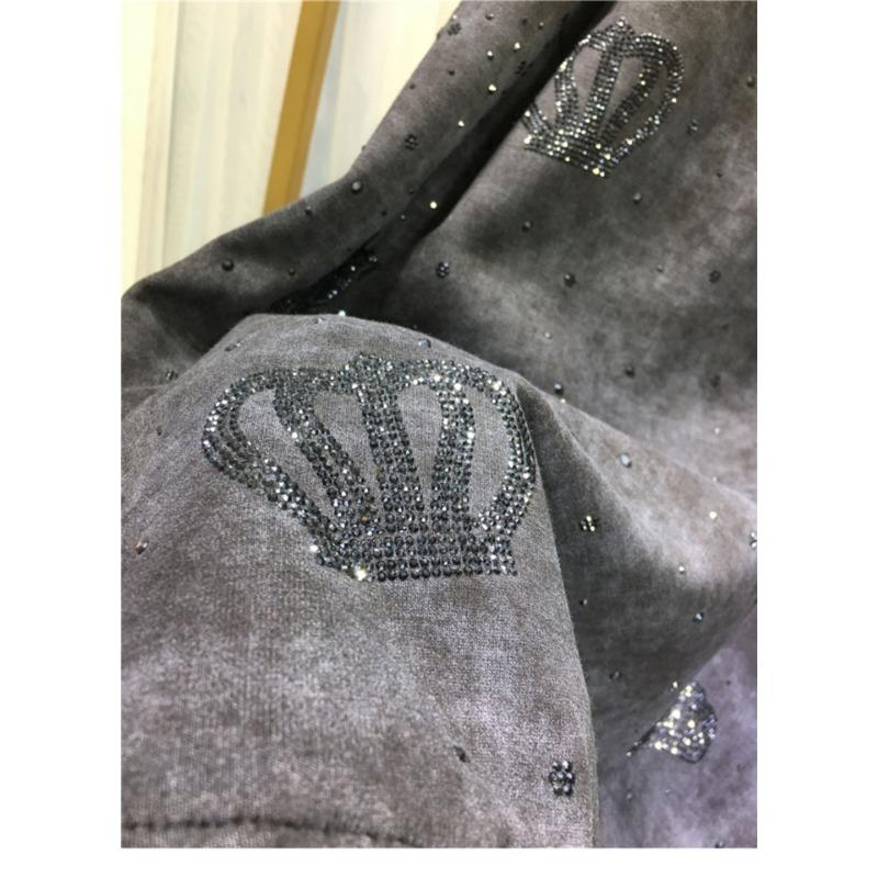 Горячая дрель Толстовка женская плюс размер подбитый утолщенный круглый вырез светлый роскошный корона длинный рукав топ