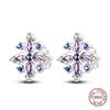 Purple Zircon Hoop Earrings 925 Silver U-shaped Liquid Metal Love Heart Fashion Earrings For Women Jewelry