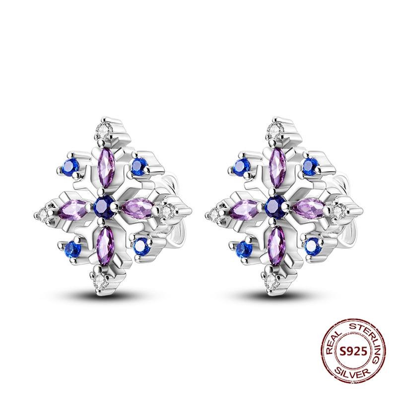 Purple Zircon Hoop Earrings 925 Silver U-shaped Liquid Metal Love Heart Fashion Earrings For Women Jewelry