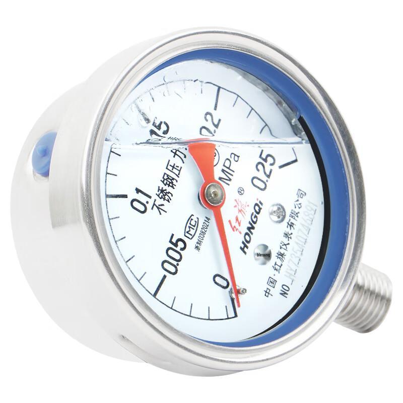 Hongqi YTN-60BF Stainless Steel Shock-Resistant Pressure Gauge