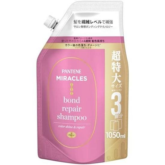 Pantene Miracles Шампунь для окрашенных волос с блеском и восстановлением от выцветания, сменный блок, супер большой, 1050 г (эквивалент 3 бутылок)