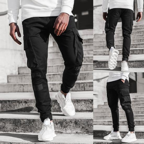 Мужские осенне-зимние карманные лоскутные брюки-джоггеры, длинные брюки-карго, уличная одежда