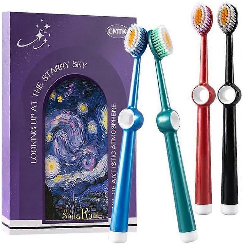 Extra Soft Toothbrushes with Wide Head for Adults, Nano Toothbrush with Ultra Fine Bristles for Sensitive Gums, Multi Color, Pack of 4