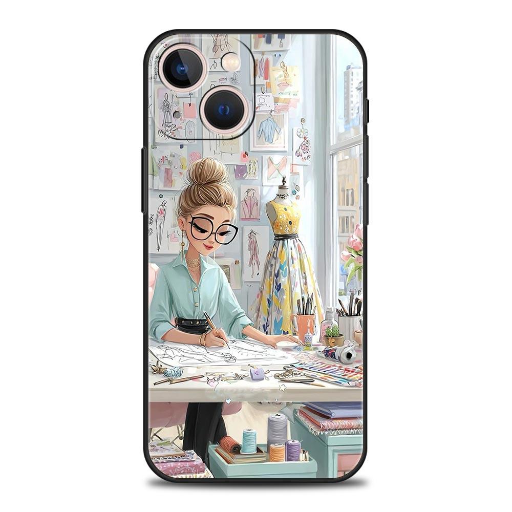 Мультяшная Девочка Чехол для Телефона Cover для iPhone 17 16 15 14 13 12 Pro Max 11 Pro Max 17 AIR Plus Ударопрочный Мягкий ТПУ Корпус Fundas Capas