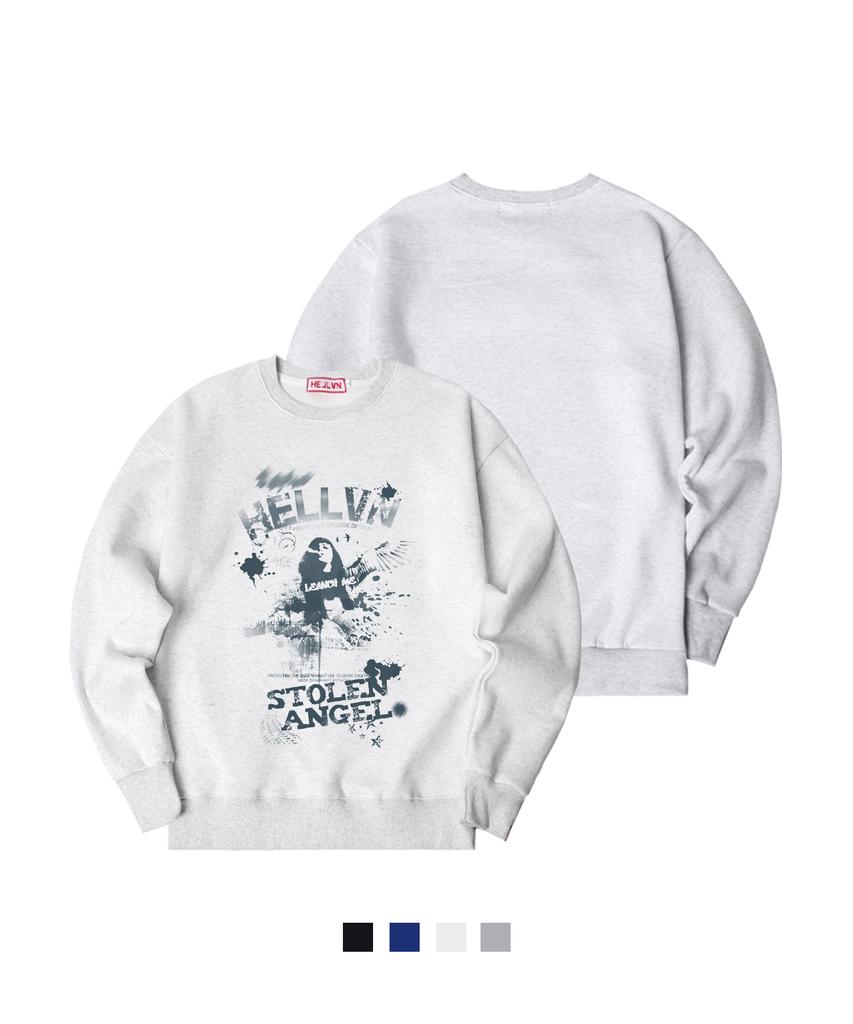 HELLVN H/V Smoke Angel Oversized Fleece-Lined Sweatshirt (Som4-4Hv038)