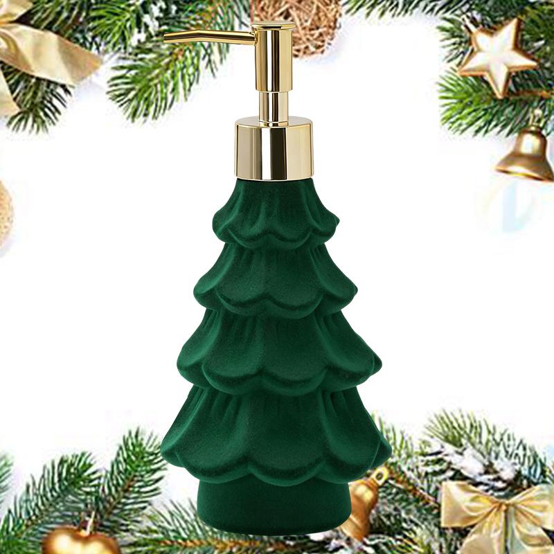 Christmas Soap Dispenser, Resin Green And Pink Holiday Christmas Tree Hand Dish Soap Dispenser