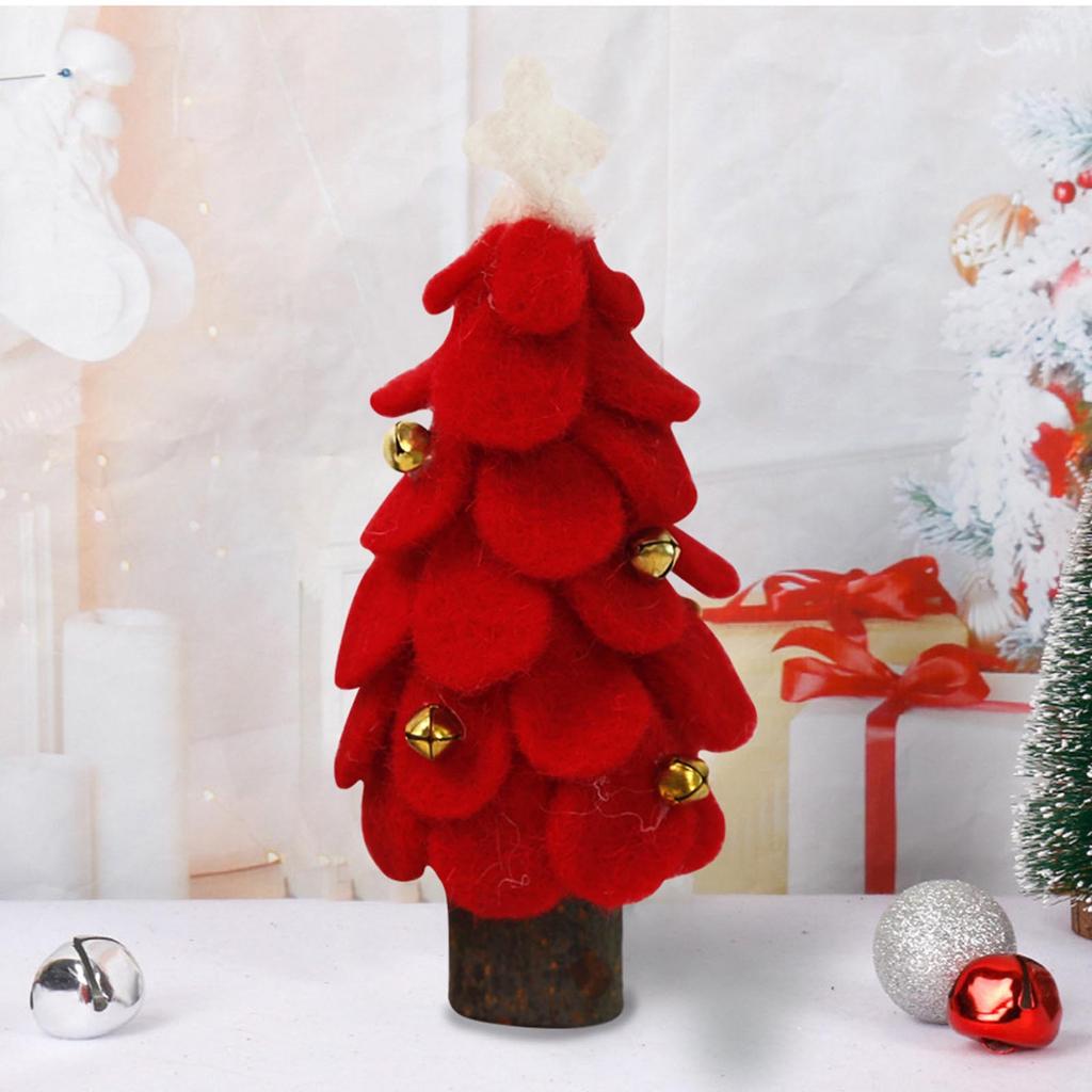 Table Decoration Christmas Tree Shape Wool Wooden Tree Ornaments Xmas Children's Gift