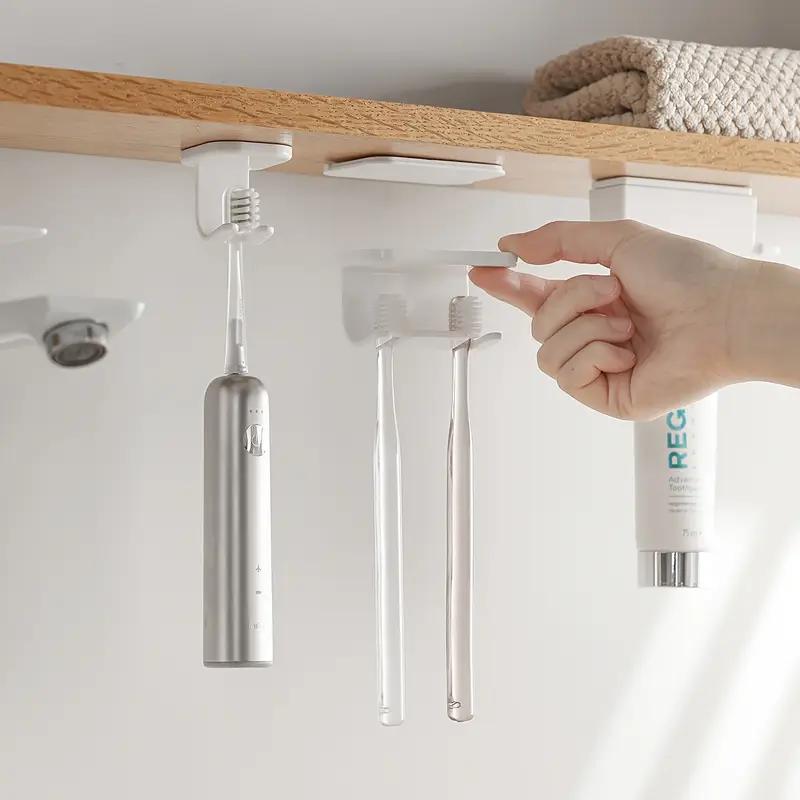 Wall Mounted Toothbrush Holder Bathroom Storage Rack No Drilling Required Self Adhesive Bathroom Organizer Shelf