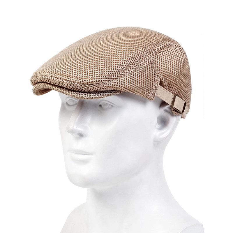 Мужские сетчатые кепки газетчика, шляпы британских художников, весенние и летние вентилируемые береты, регулируемая плоская кепка, хип-хоп береты