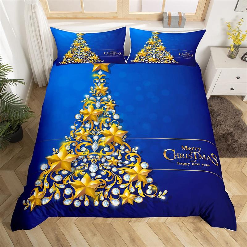 Комплект постельного белья «Веселая рождественская елка» Красный комплект пододеяльника Рождественская снежинка с блестками Покрывало Микрофибра Полуторный Кинг Покрывало