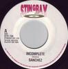 7-дюймовая пластинка SANCHEZ - Incomplete НИКАКОЙ Stingray Record Ямайка Регги, Ска и Даб Б/У