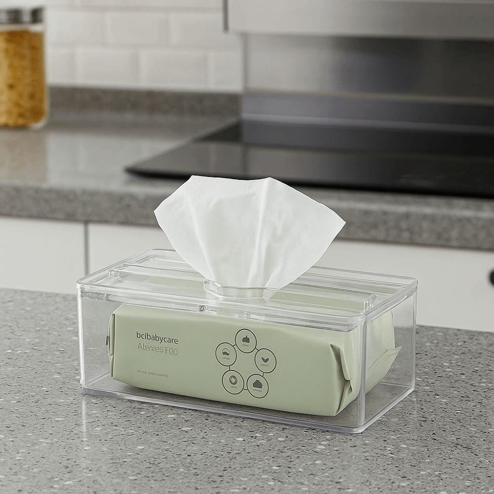Waterproof Transparent Tissue Box Multi-Functional Rectangular Napkin Storage Case Large Capacity Space-saving Tissue Dispenser