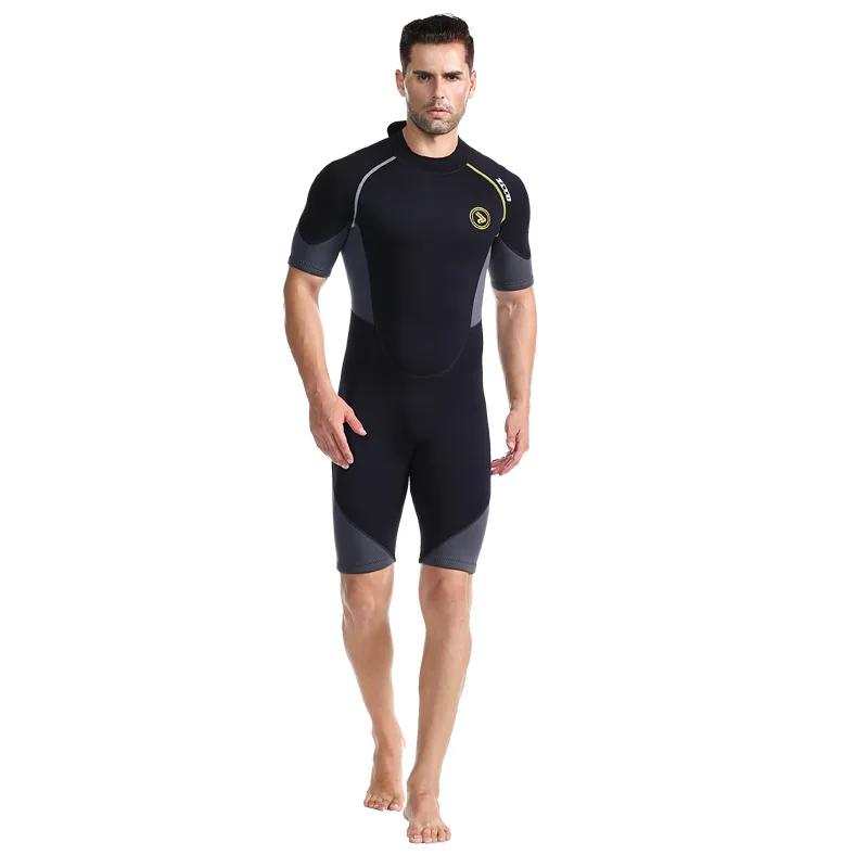 Neoprene Wetsuit Men Short Sleeve Scuba Diving Suit Snorkeling Spearfishing Swimsuit Surfing Sunproof One Piece