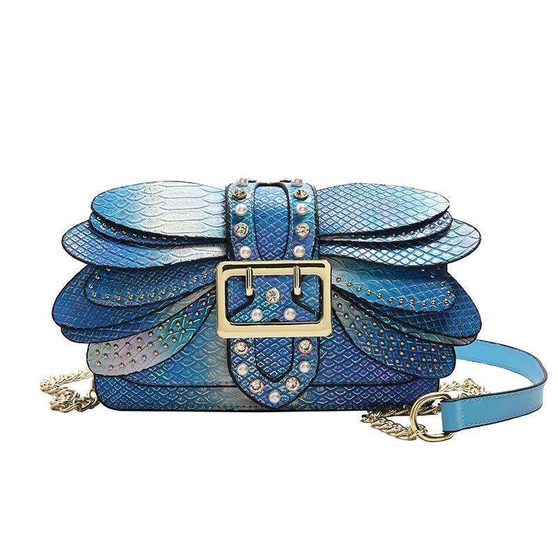 2025 Luxury Handmade Pearl Rivet Butterfly Wing Crossbody Shoulder Bag New Fashion Women Designer Handbag Retro Chain Square Bag
