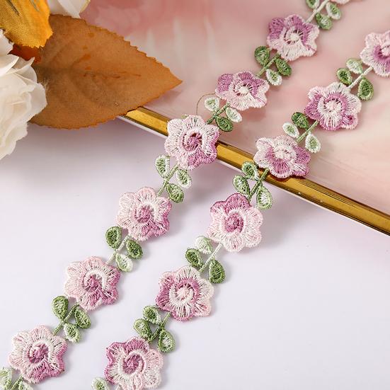 Цветочная кружевная отделка ленты Яркий цвет широко используется DIY ремесла вышитые крючком кружевные отделки ткани украшения
