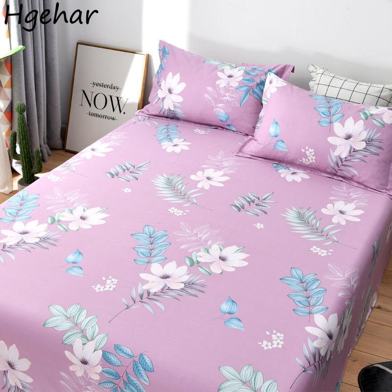 Простыни из хлопка и льна Four Seasons King Queen Size Постельное белье с цветочным принтом Простыня для взрослых Бытовой матрас Чехол от пыли