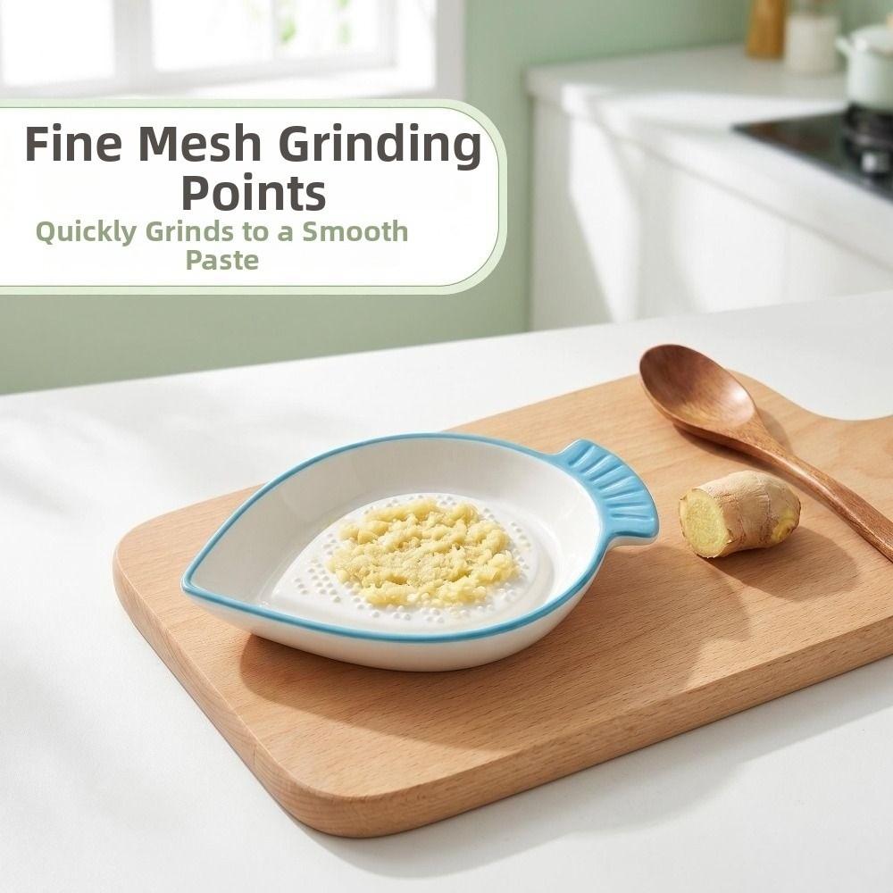 Ceramic Garlic Ginger Grater Non-Slip Garlic Shredding Plate Seasoning Dipping Dish Restaurants