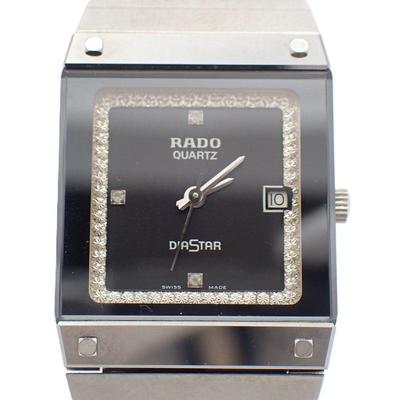 Б/у женские кварцевые часы Rado Diastar Карбидный корпус Черный циферблат Оригинальный ремешок из нержавеющей стали 111.0156.3 [Ломбард Иёки]