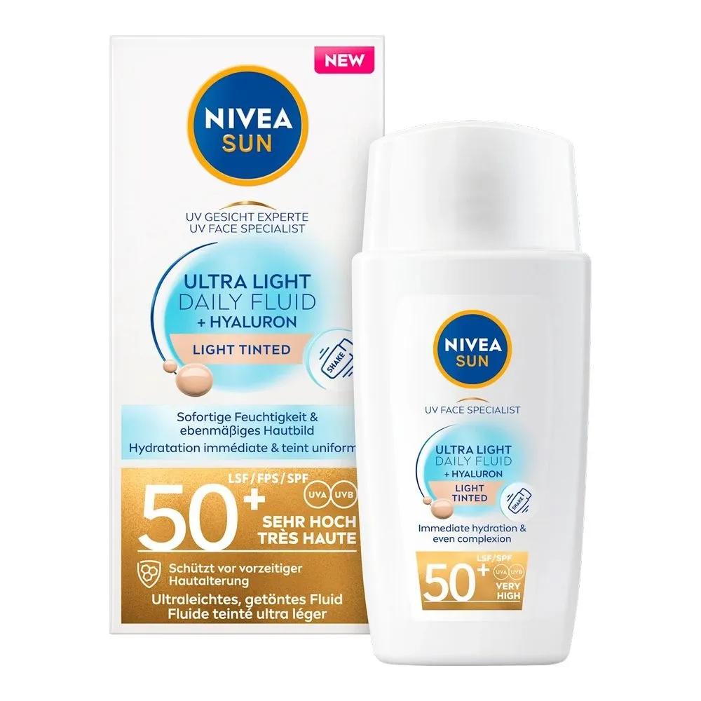 Немецкий Nivea Ультралегкий Ежедневный Тонирующий Солнцезащитный Флюид SPF50+ 40мл
