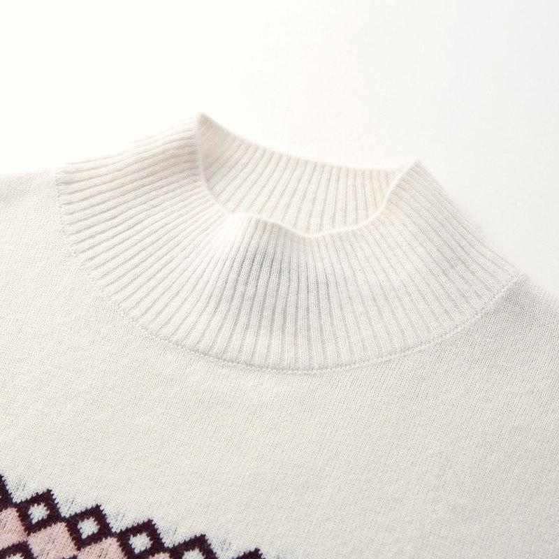Женский джемпер Fair Isle со 100% шерсти, с воротником-стойкой
