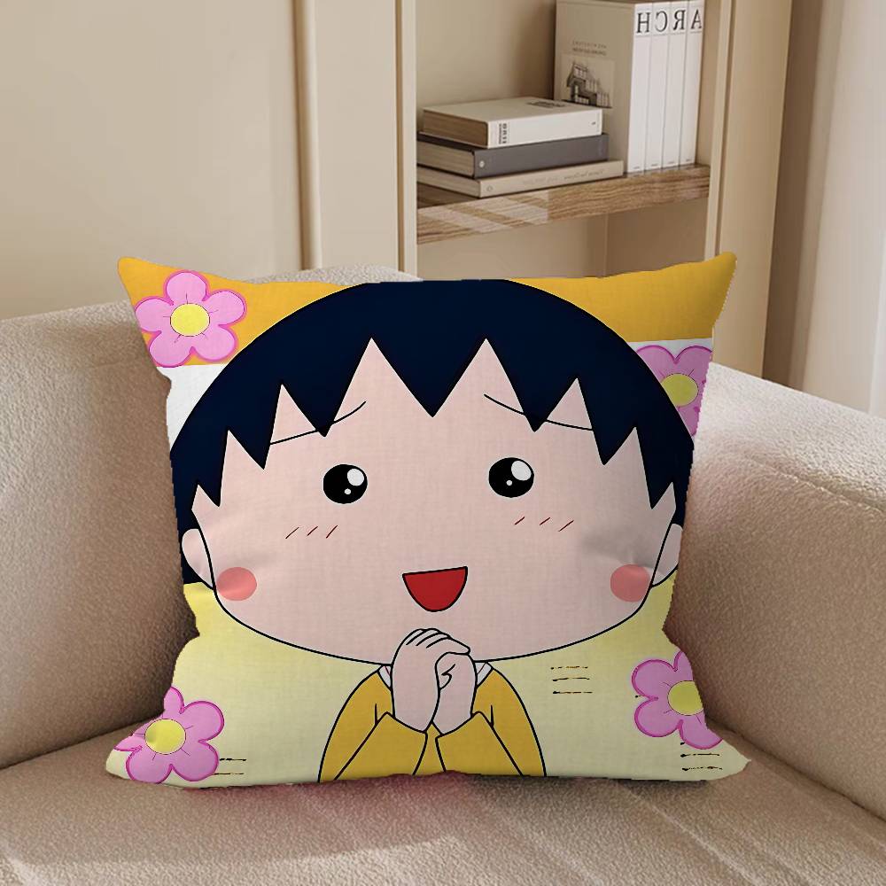 Chibi Cartoon Maruko Chan Pillow Case Removable Washable Cushion Cover – All-Season Soft Linen