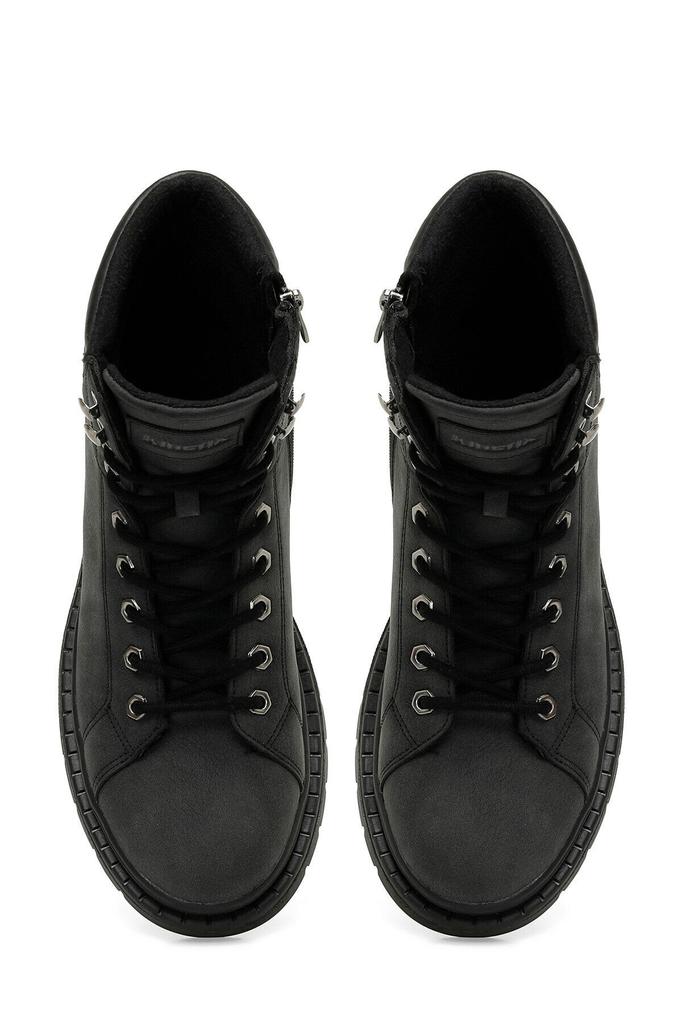 Men's Fashion Flat Heeled Booties Black Biker Boots Shoes