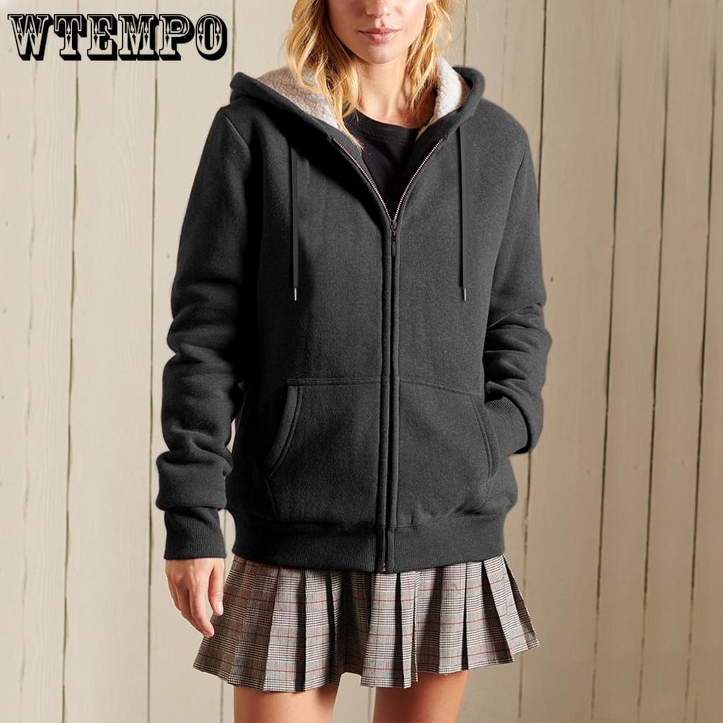 Женская повседневная толстовка-свитшот на молнии с подкладкой из шерпы, куртка большого размера, плюшевое пальто
