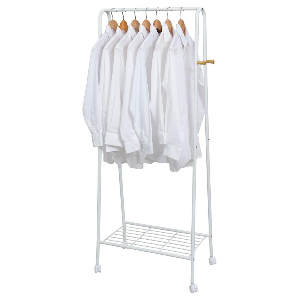 Astro Clothes Width X Depth 45 X Height 171 Pipe Clothes Accessory Casters Rack, White, Single, Approx. 68.5 Cm, Hanger, Rack, Hook, Included, 731-27