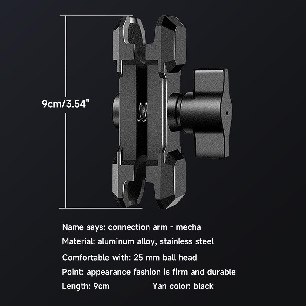 Securely Clamp-Camera Phone Aluminum Alloy RAM Mount Double Socket Arm for 1-Inch Diameter Ball Holder 3.54in Long