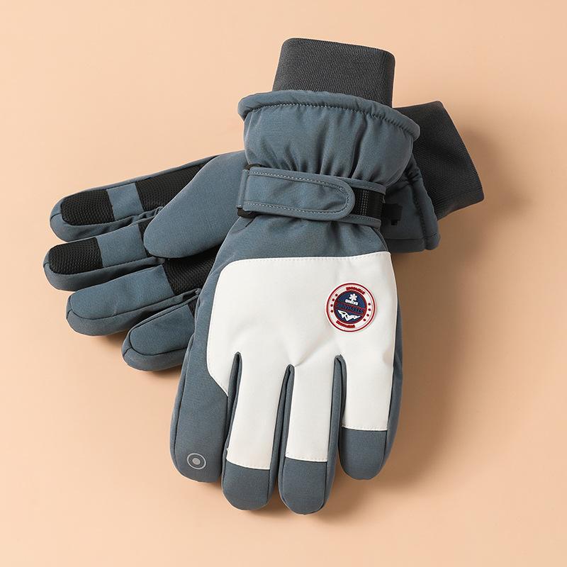 Лыжные перчатки для мужчин и женщин, для активного отдыха, для велоспорта, водонепроницаемые и нескользящие, с сенсорным экраном, утолщенные, с плюшевой подкладкой, теплые перчатки для осени и зимы