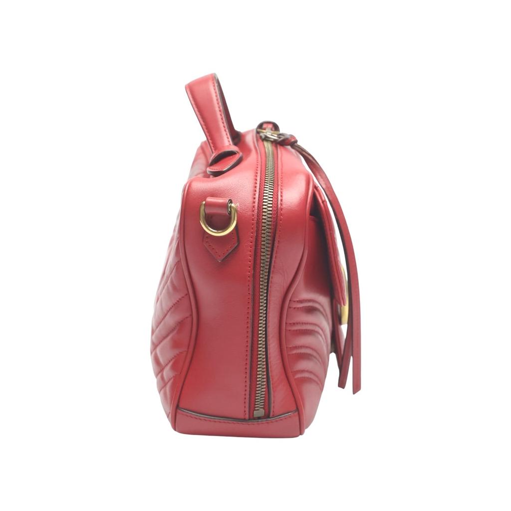 GUCCI GG Marmont cross body sling bag Cowhide Red Women 498100 Used