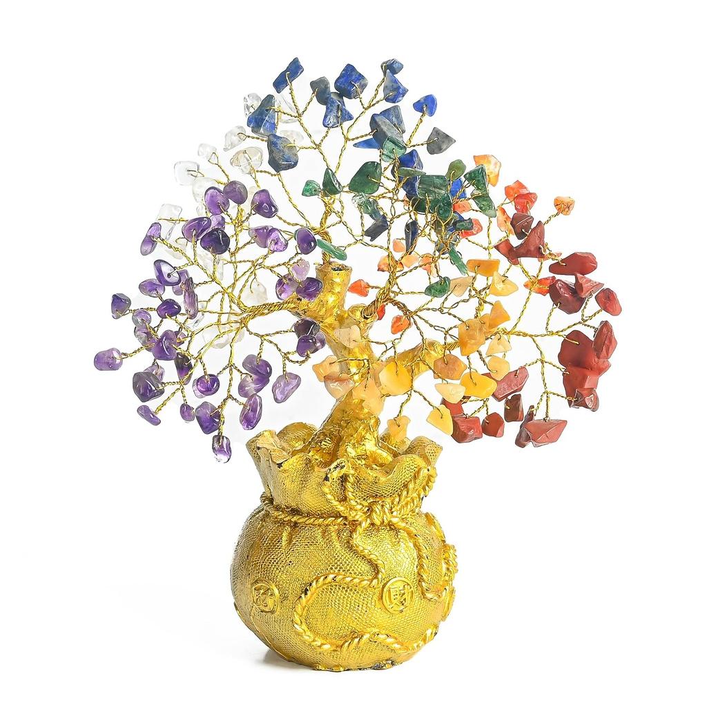 7 Chakra Tree Of Life Bonsai, Lucky Feng Shui Crystal Tree Showpiece, Multi