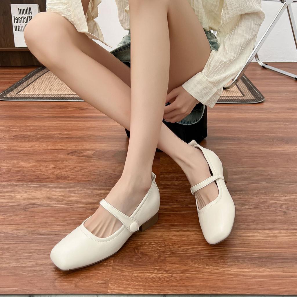 Mary Jane Shoes Women's Outer Wear Advanced Sense Inner Height Increase Soft Sole French Sweet Girl Style Uniform High Heels Women's Versatile Single