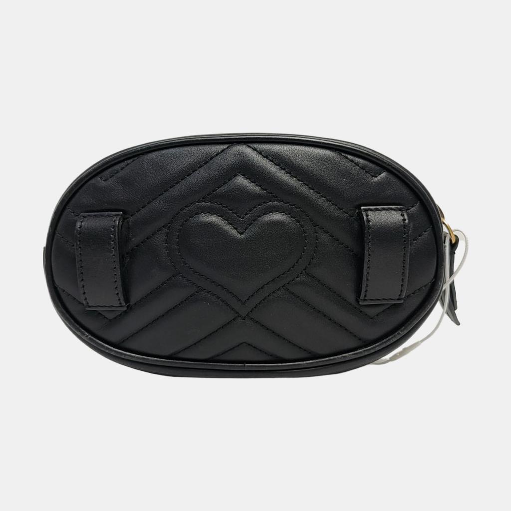 [Pre-Owned] Gucci Quilted Leather GG Marmont Matelassé Belt Bag 38/95 'Black' - Good #1TOV7IS