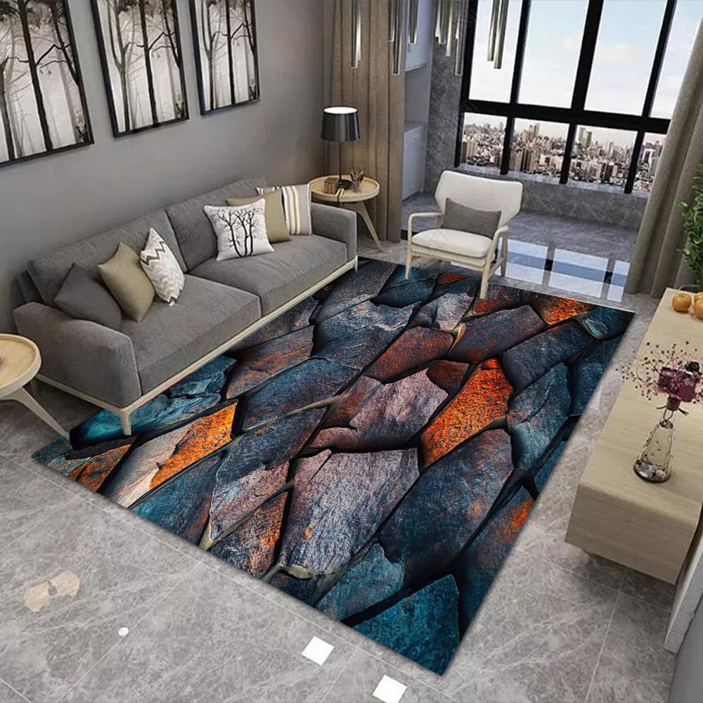 3D Натуральная Галька Дорожка Ковер Нескользящий Мягкий Реалистичная Текстура Украшение Дома Гостиная Современный Прочный Напольный Коврик